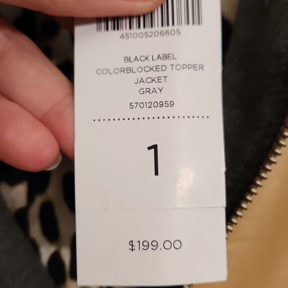 Chico's Black Label Colorblocked Topper Jacket Gray & Tan Size 1 US 8 NWT - Picture 9 of 12